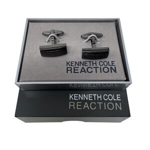 NEW! Kenneth Cole Reaction Cuff Links Formal Dress Suit Brushed Gun Metal